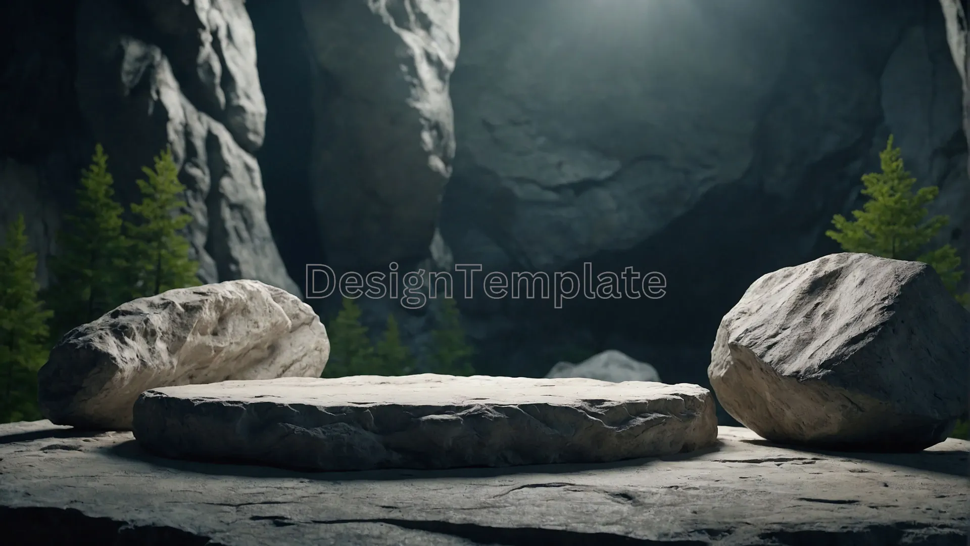 Intriguing Photo Background with Stone and Rock Shape Circle Podium